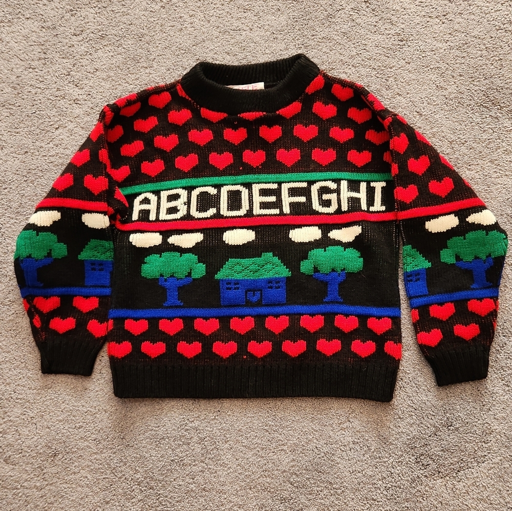 Vintage Girl's Size 4/5 Alphabet Sweater